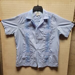 Renato blue shirt Mens Size Large Short Sleeve Front Pockets Guayabera
